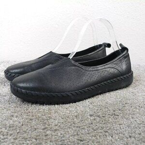 Flexi Womens Size 8 Comfort Shoes Slip On Soft Black Leather Flats Casual